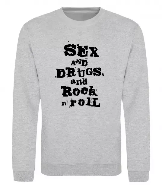 Свитшот SEX DRUGS ROCK N ROLL Серый меланж фото