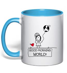 Чашка з кольоровою ручкою Good morning, world!