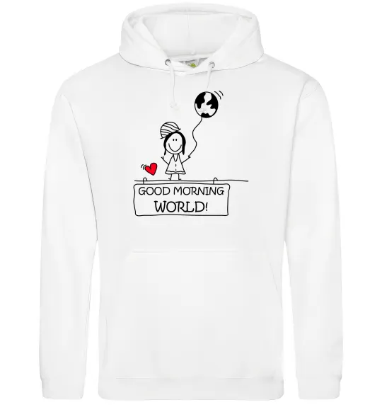 Жіноча толстовка (худі) Good morning, world! Білий фото