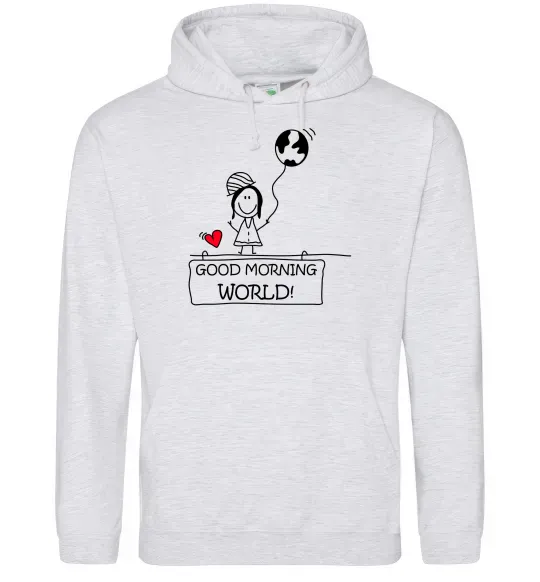 Жіноча толстовка (худі) Good morning, world! Сірий меланж фото