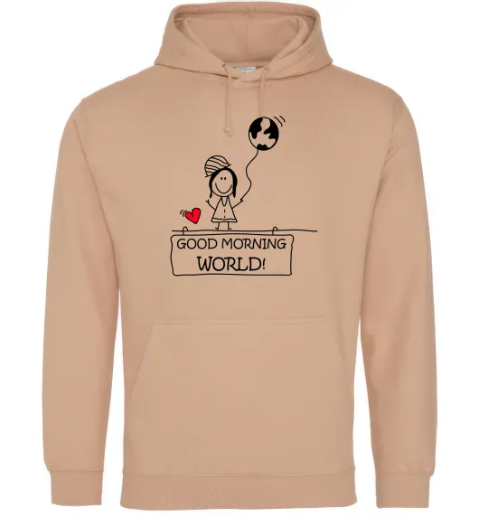 Жіноча толстовка (худі) Good morning, world! Пісочний фото