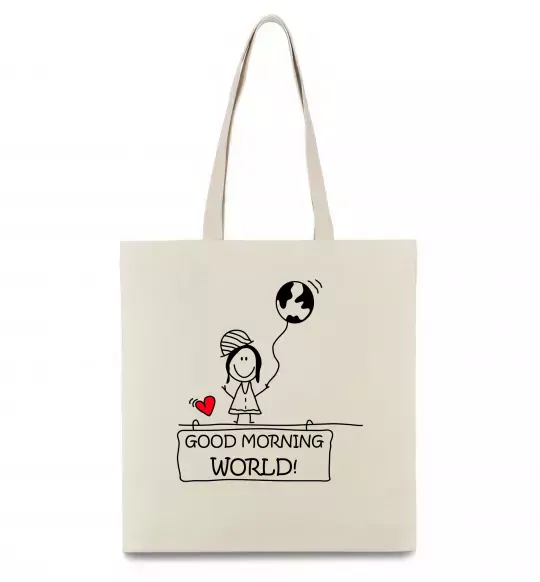 Еко-сумка Good morning, world! Бежевий фото