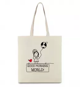 Еко-сумка Good morning, world! Бежевий фото