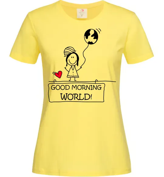 Жіноча футболка Good morning, world! Лимонний фото