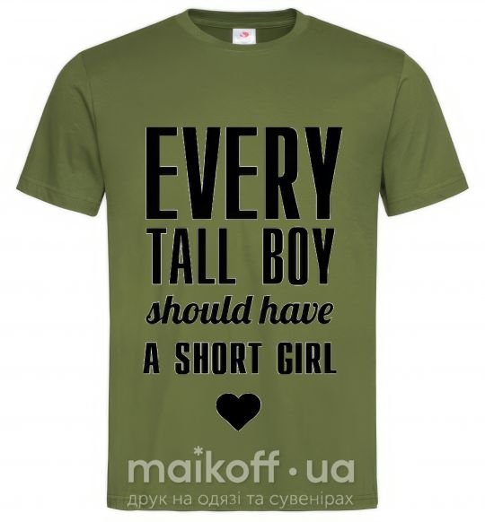 Чоловіча футболка EVERY TALL BOY... Оливковий фото