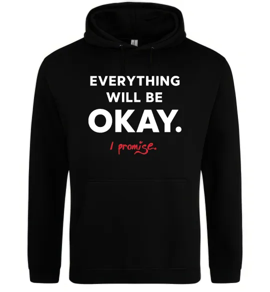 Чоловіча толстовка (худі) Everything will be okay Чорний фото