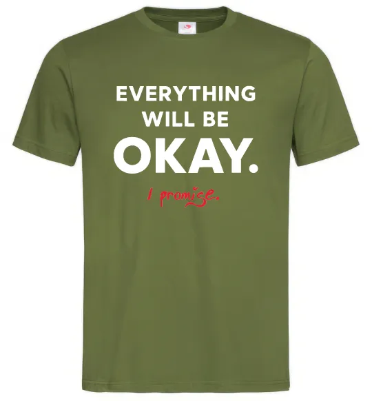 Чоловіча футболка Everything will be okay Оливковий фото