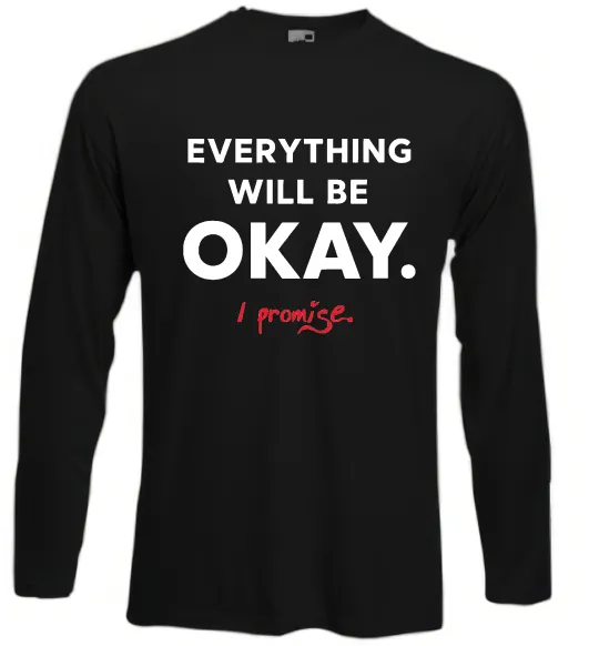 Лонгслив Everything will be okay Черный фото