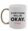 Чашка з кольоровою ручкою Everything will be okay Золото фото