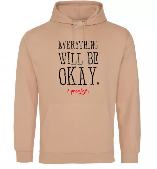 Женская толстовка (худи) EVERYTHING WILL BE OKAY Песочный фото
