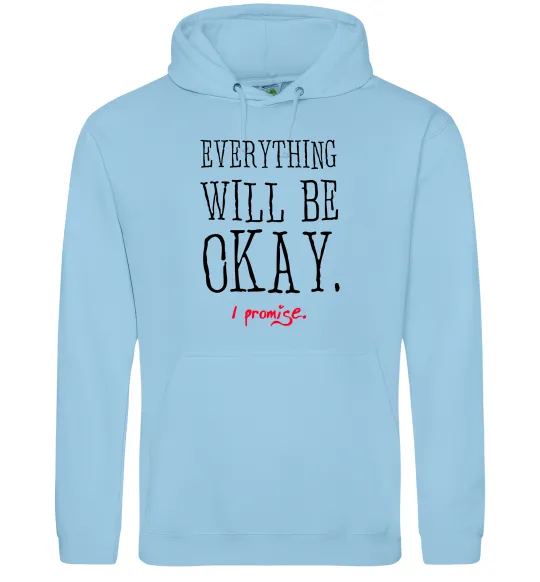 Жіноча толстовка (худі) EVERYTHING WILL BE OKAY Блакитний фото