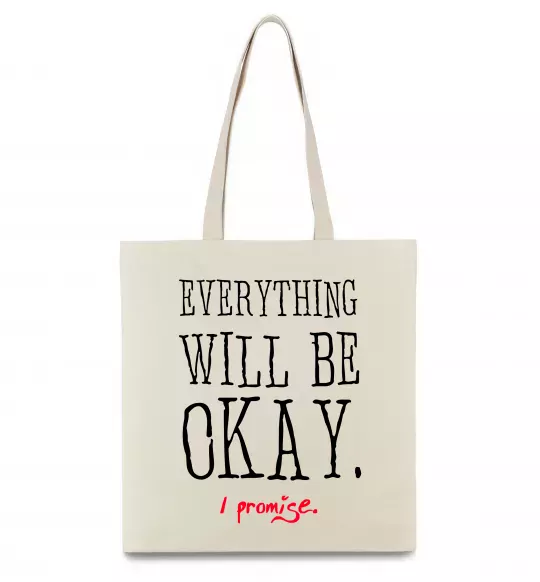 Эко-сумка EVERYTHING WILL BE OKAY Бежевый фото