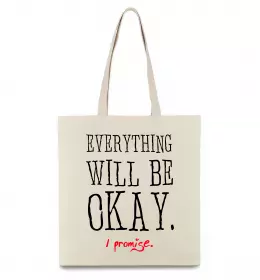 Еко-сумка EVERYTHING WILL BE OKAY Бежевий фото