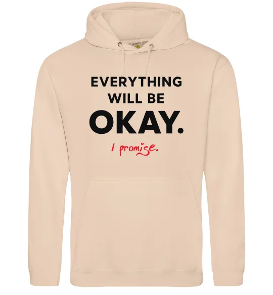 Чоловіча толстовка (худі) Everything will be okay Пісочний фото