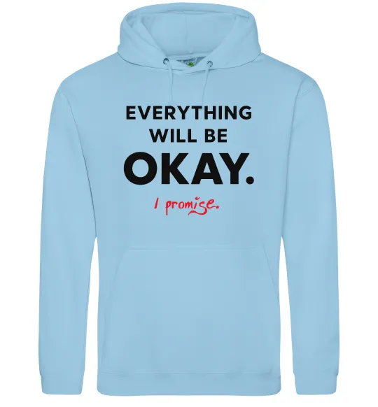 Чоловіча толстовка (худі) Everything will be okay Блакитний фото
