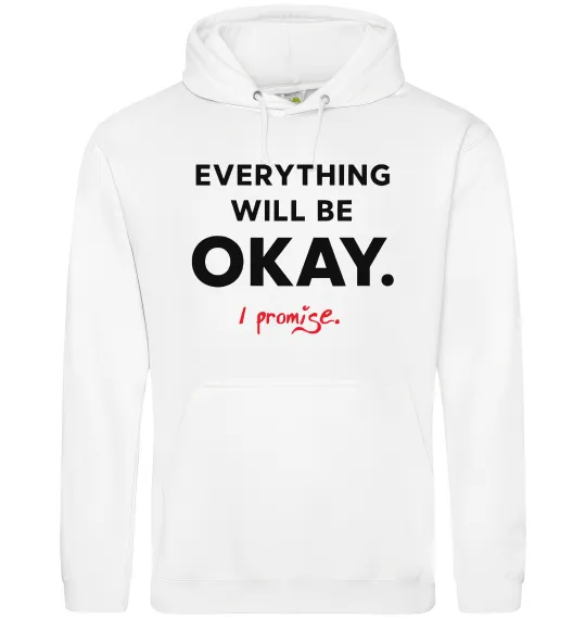 Жіноча толстовка (худі) Everything will be okay Білий фото