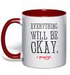 Чашка с цветной ручкой EVERYTHING WILL BE OKAY Красный фото