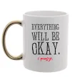 Чашка с цветной ручкой EVERYTHING WILL BE OKAY Золото Чашка с цветной ручкой EVERYTHING WILL BE OKAY Золото фото