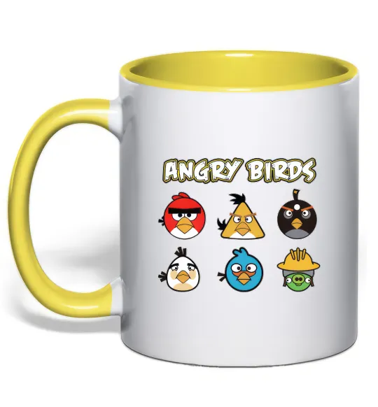 Чашка з кольоровою ручкою ANGRY BIRDS персонажи Лимонний фото