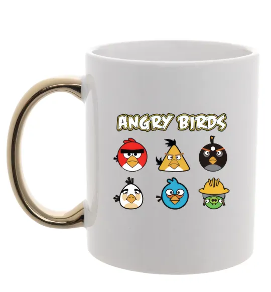Чашка з кольоровою ручкою ANGRY BIRDS персонажи Золото фото