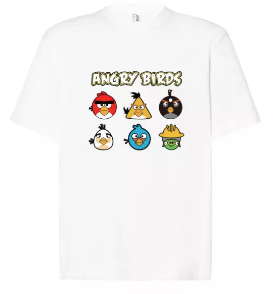 Футболка Оверсайз ANGRY BIRDS персонажи Білий фото
