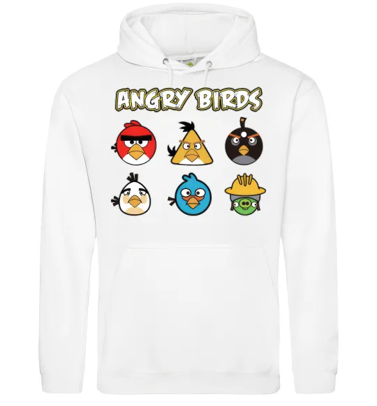 Женская толстовка (худи) ANGRY BIRDS персонажи Белый фото