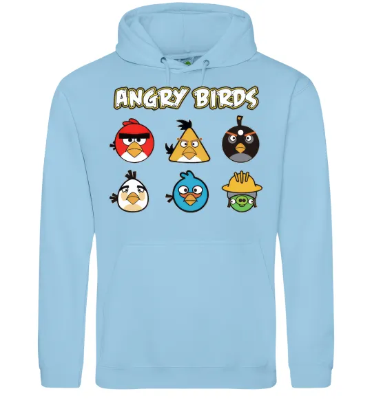Жіноча толстовка (худі) ANGRY BIRDS персонажи Блакитний фото