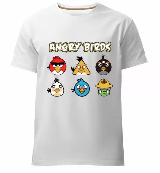 Чоловіча преміум футболка ANGRY BIRDS персонажи Білий фото