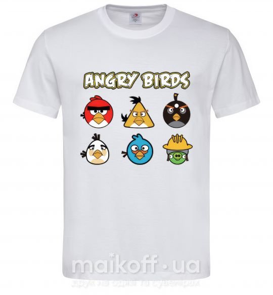 Мужская футболка ANGRY BIRDS персонажи Белый фото