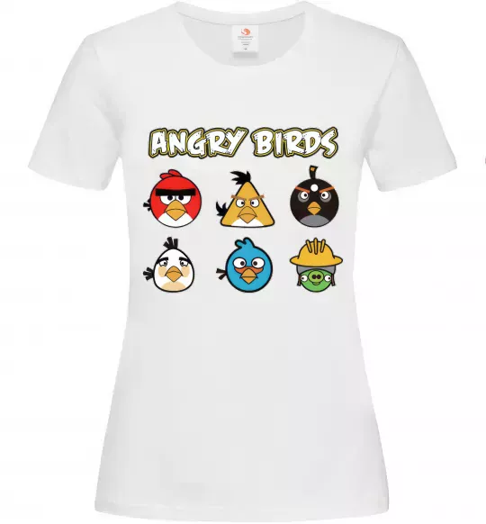 Жіноча футболка ANGRY BIRDS персонажи Білий фото