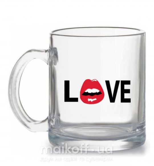 Чашка скляна LOVE LIPS Прозорий фото