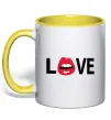 Чашка с цветной ручкой LOVE LIPS Солнечно желтый фото