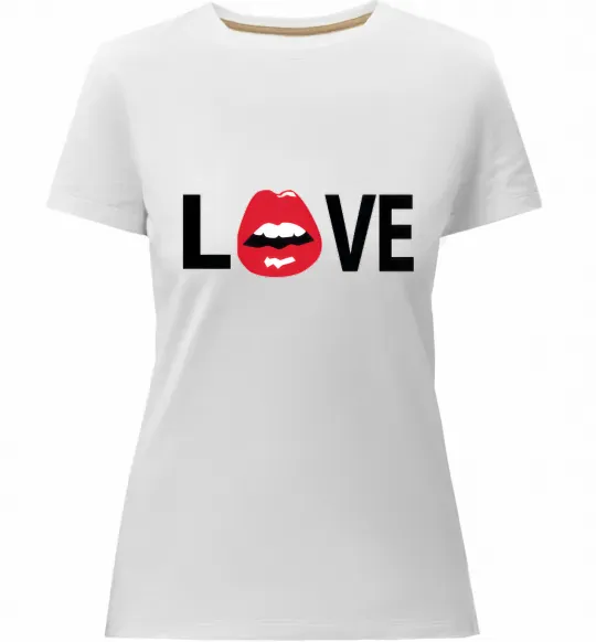 Женская премиум футболка LOVE LIPS Белый фото
