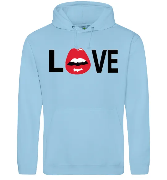Жіноча толстовка (худі) LOVE LIPS Блакитний фото