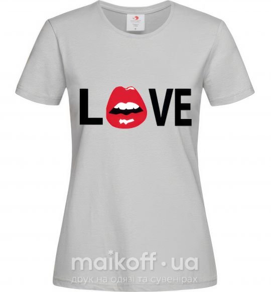 Женская футболка LOVE LIPS Серый фото
