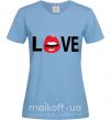 Женская футболка LOVE LIPS Голубой фото