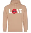 Женская толстовка (худи) LOVE LIPS Песочный Женская толстовка (худи) LOVE LIPS Песочный фото