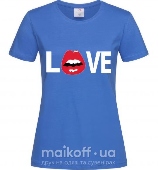 Жіноча футболка LOVE LIPS Яскраво-синій фото