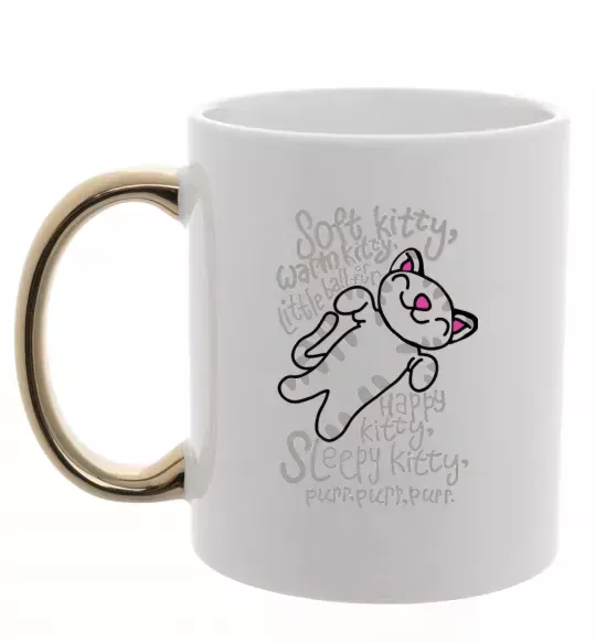 Чашка з кольоровою ручкою PURR PURR PURR Золото фото