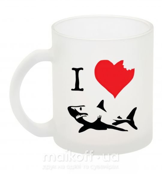 Чашка стеклянная I <3 SHARKS Фроузен фото