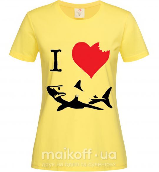 Жіноча футболка I <3 SHARKS Лимонний фото