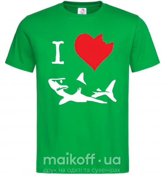 Чоловіча футболка I <3 SHARKS Зелений фото