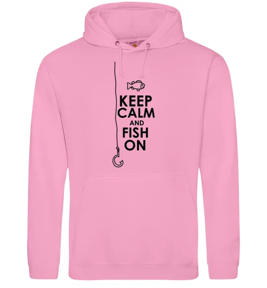 Мужская толстовка (худи) Keep calm and fish on Розовый фото