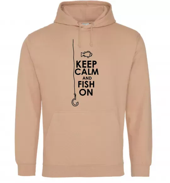 Мужская толстовка (худи) Keep calm and fish on Песочный фото