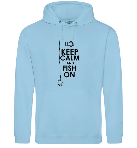 Мужская толстовка (худи) Keep calm and fish on Голубой фото
