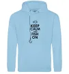 Мужская толстовка (худи) Keep calm and fish on Голубой фото