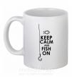 Чашка керамічна Keep calm and fish on Білий фото
