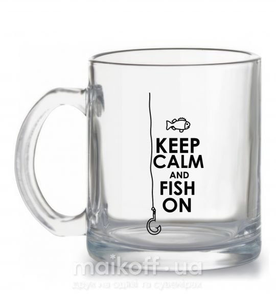 Чашка скляна Keep calm and fish on Прозорий фото