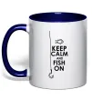 Чашка з кольоровою ручкою Keep calm and fish on Глибокий темно-синій фото
