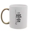 Чашка з кольоровою ручкою Keep calm and fish on Золото фото